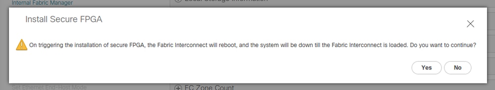 Secure Endpoint FPGA Firmware on UCS 6400 Fabric Interconnects - Install Secure FPGA Confirmation