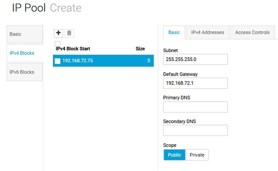 Creating IP Pool Initiator IP