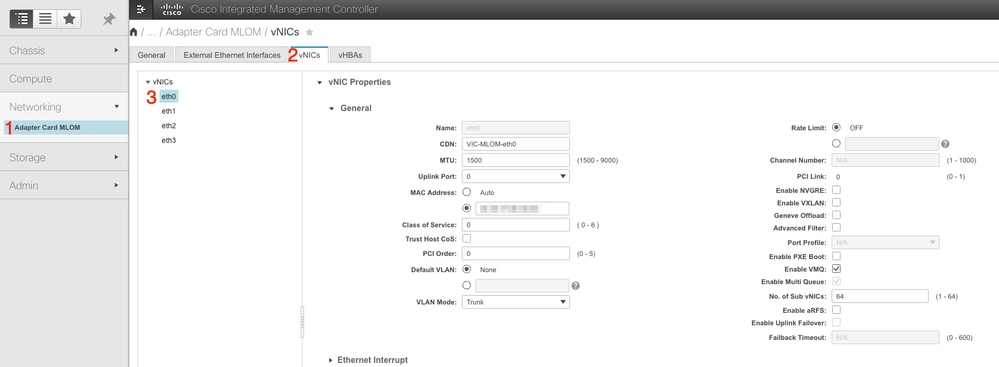 Utilizar CIMC para localizar vNICS