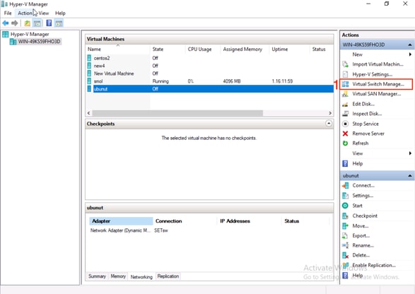 Verificare che la piattaforma Microsoft Windows sia disattivata sul commutatore virtuale in uso