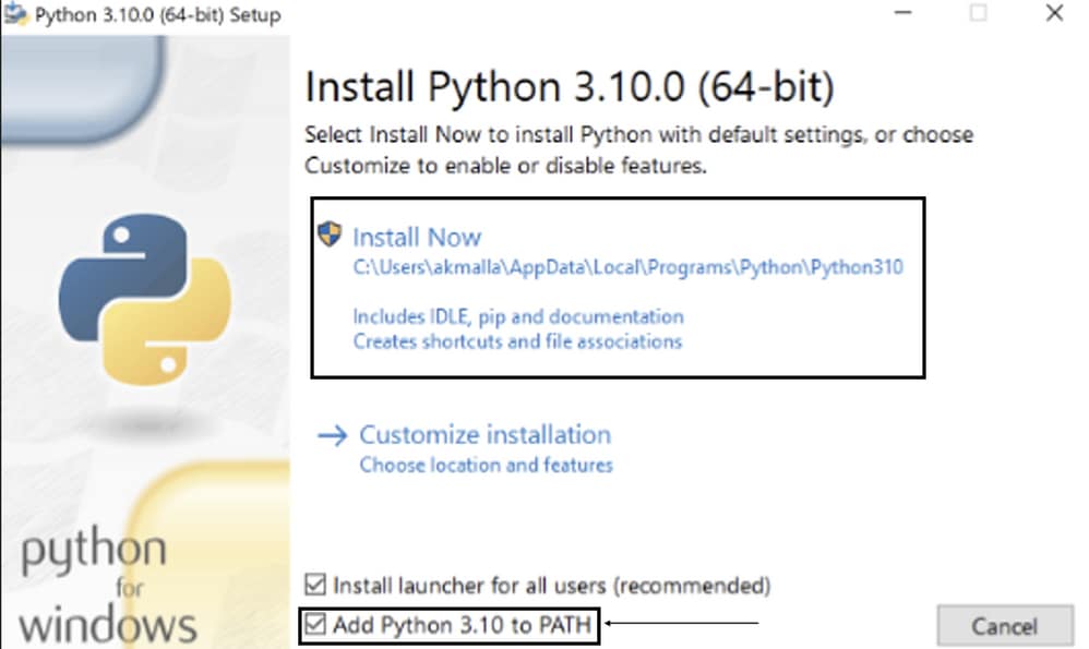 Installazione guidata Python