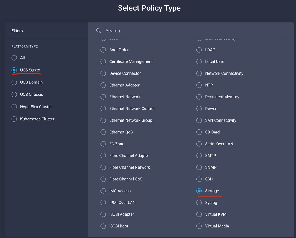 Interface utilisateur de configuration UCS