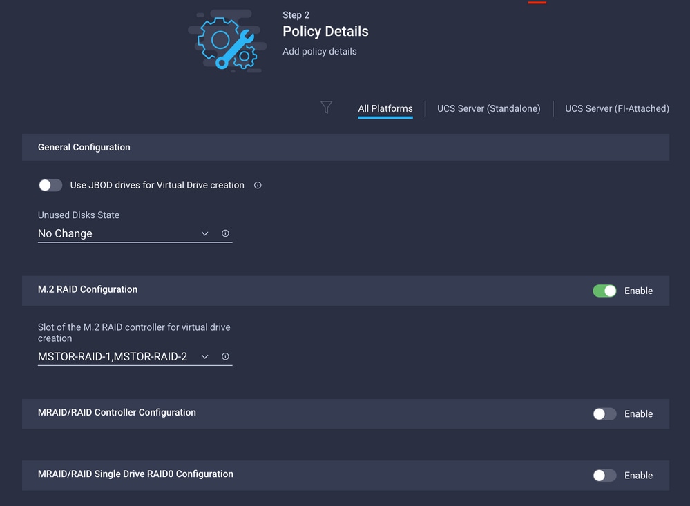 Interface utilisateur de configuration UCS