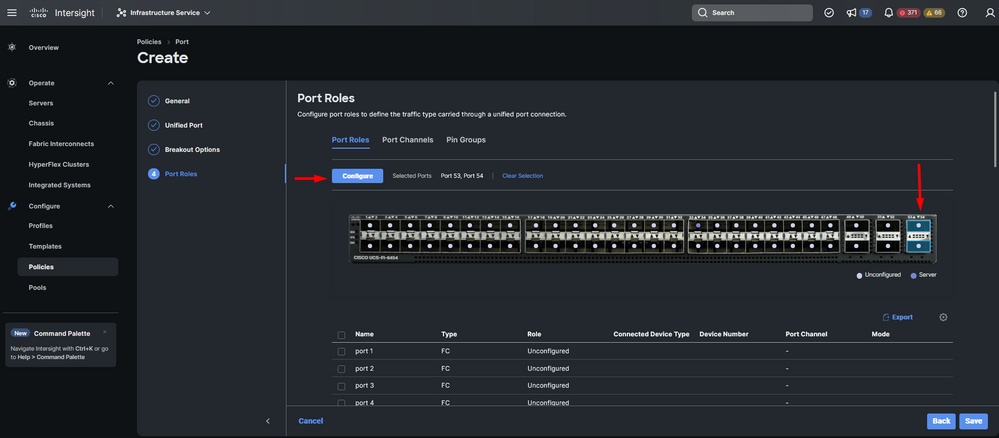 Uplinks ports configuration