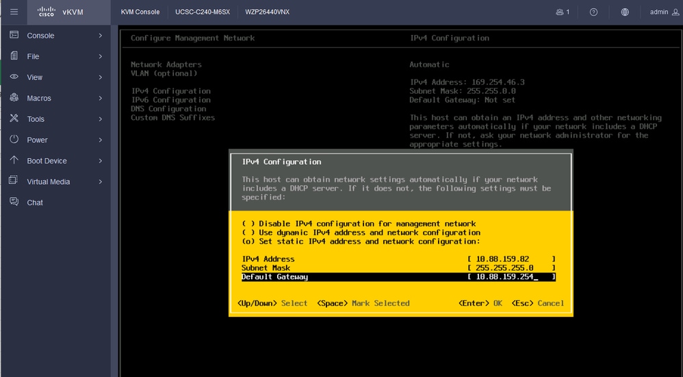 Configurazione IPV4