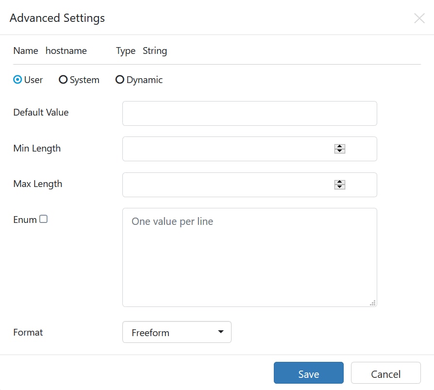 Advanced settings options.