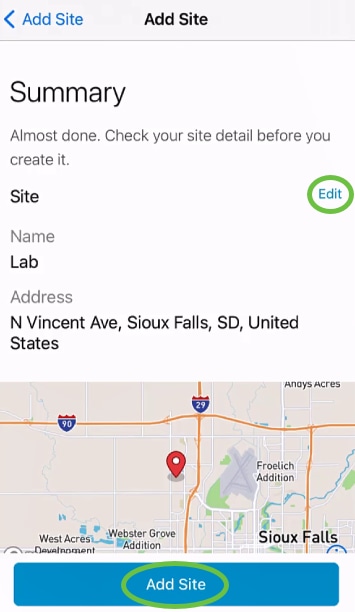 You will see the Summary screen. To make any changes, click Edit. If you are all set, click Add Site. 