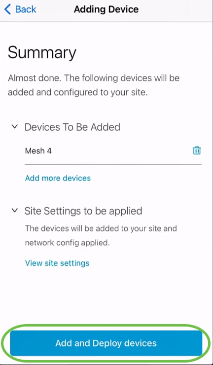 Click on Add and Deploy devices to continue.