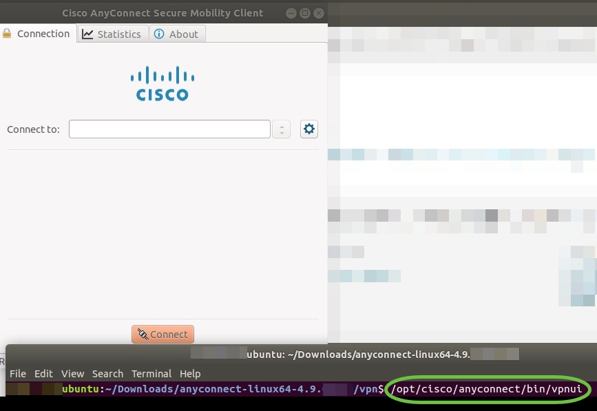 Use o comando, ‘/opt/cisco/anyconnect/bin/vpnui’.