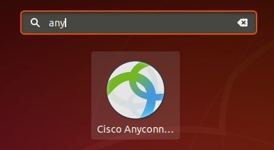 Pressione Super+A no teclado e digite anyconnect na barra de pesquisa.