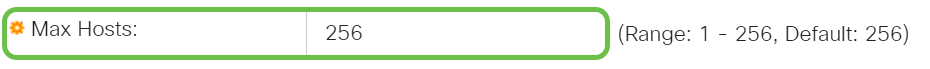 In the Max Hosts field, enter the maximum number of authenticated hosts allowed on the specific port. This value only takes effect on multi-session mode.