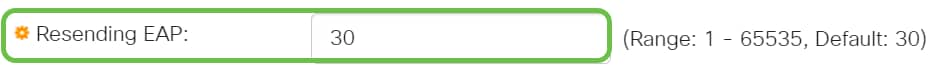 In the Resending EAP field, enter the number of seconds that the switch waits for a response to an Extensible Authentication Protocol (EAP) request or identity frame from the supplicant (client) before resending the request.