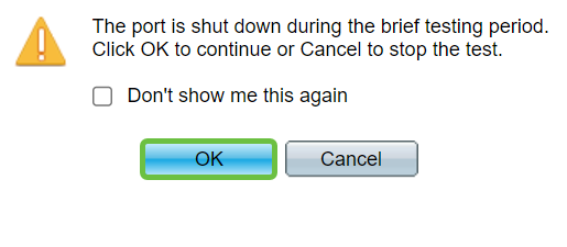 A warning will appear. Be aware that the port will shut down for a short period of time. Choose OK. 