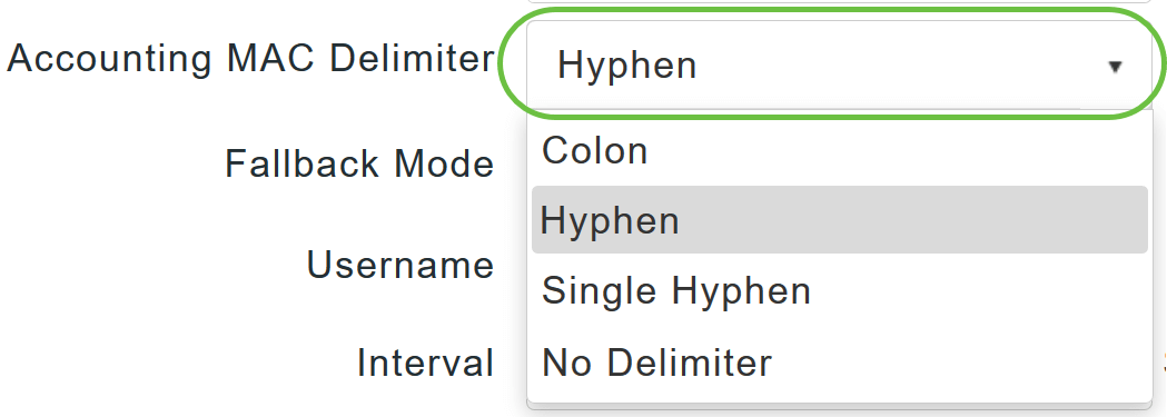 Choose the Accounting MAC Delimiter from the drop-down list. 