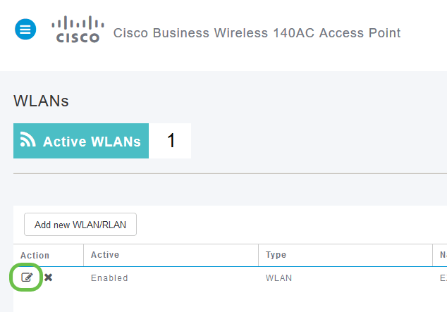 The edit icon next to the WLAN is highlighted for user click.