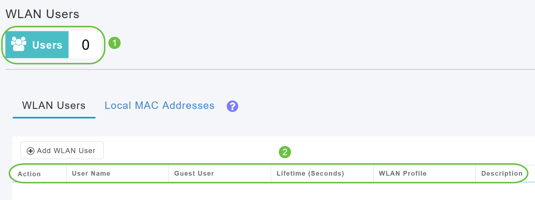 The WLAN Users window is displayed