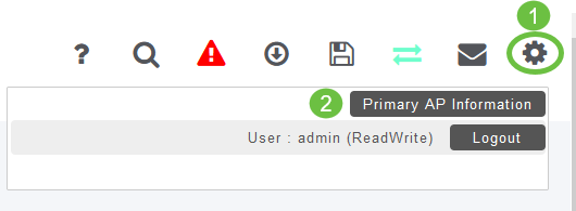 Click the gear icon at the top-right corner of the web interface, and then click Primary AP Information.