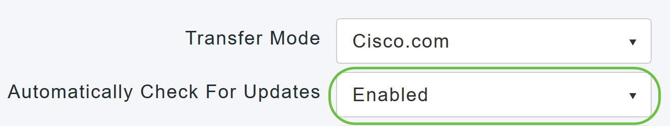 To set the Primary AP to automatically check for software updates, choose Enabled in the Automatically Check for Updates drop-down list. 