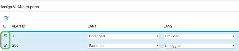 Select the VLAN IDs to edit. Click Edit.