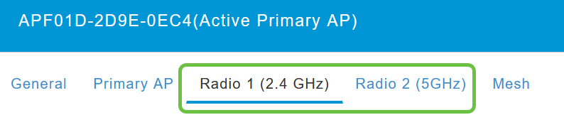 You can go to either Radio 1 (2.4 GHz) or Radio 2 (5GHz) to see the BSS Color Configuration.