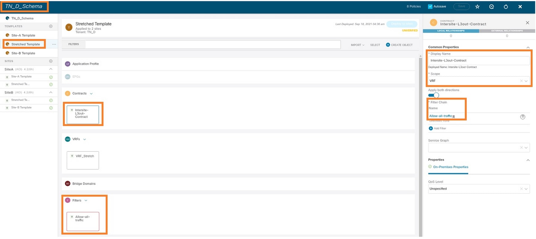 Configure Intersite L3out With ACI Multi-Site Fabrics - Add Filter to Allow All Traffic