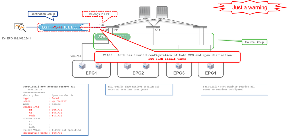 Access SPAN (Local SPAN) - Exemple 7 - Avertissement