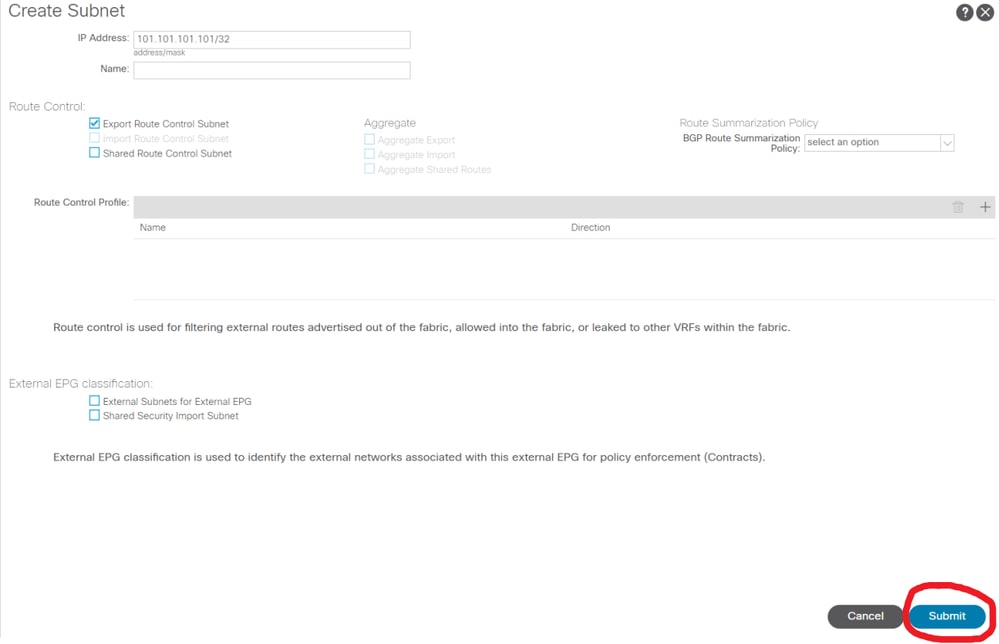 Configure the correct options for the new subnet