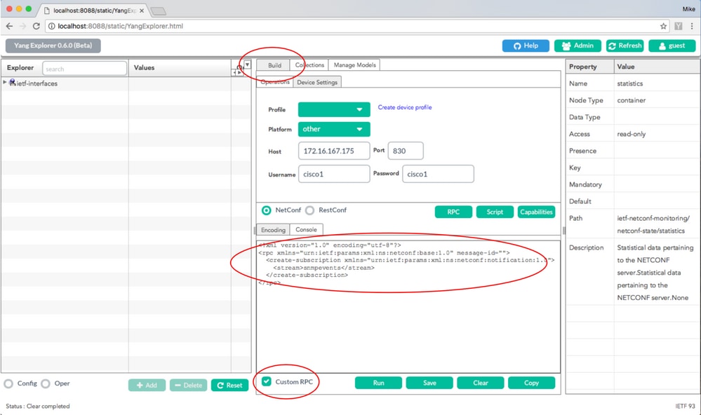 الاشتراك في إعلامات NETCONF كجهاز RPC مخصص