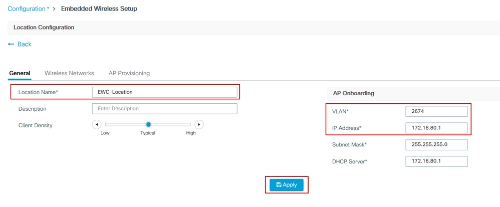 Embedded wireless - location configuration