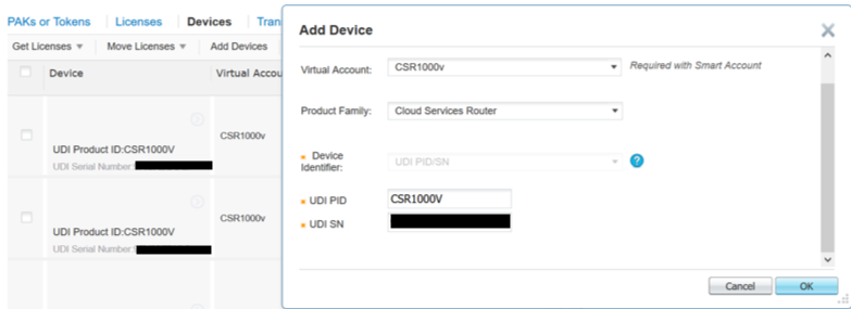 [製品ファミリ（Product Family）] と [固有のデバイスID（Unique Device Identifier）] の入力