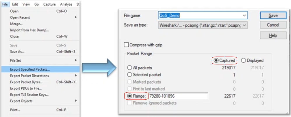 Paketbereich in Wireshark