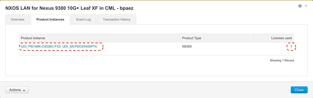 CSSM - Ejemplo 2 de detalles de licencia