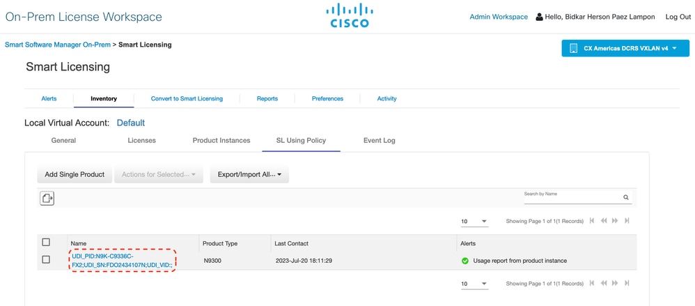 CSSM On-Prem - Nexus Present in Product Instance List