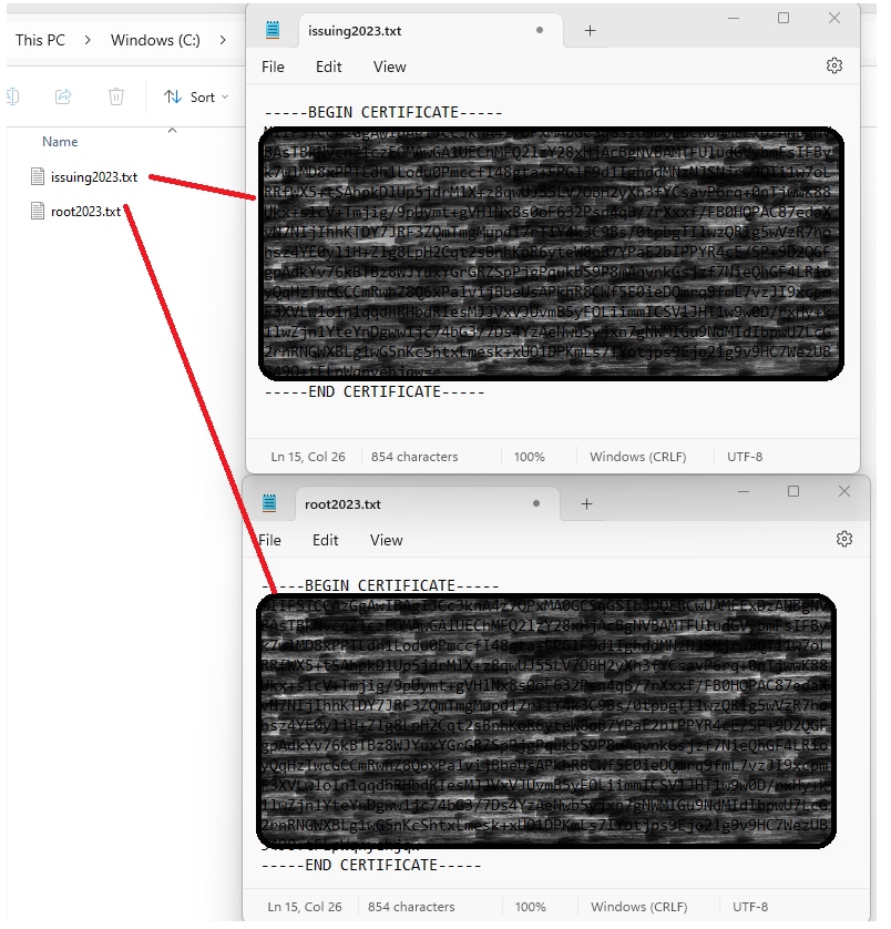 Redacted Split Certificates