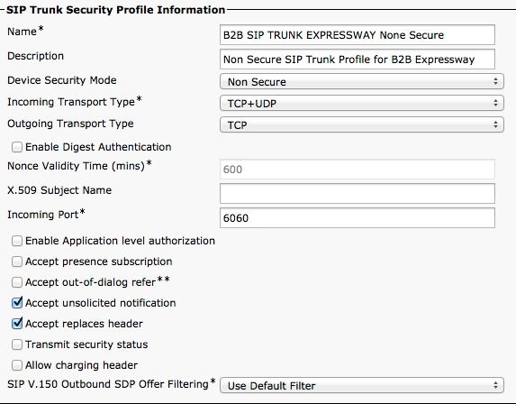 Perfil de seguridad de UC Ninguno seguro