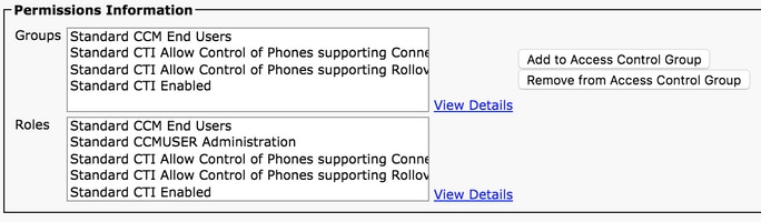 End User configuration - Assigned Roles