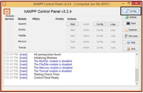 Fare clic sul pulsante Config.