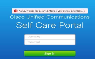 自助服务门户登录时发生LDAP错误