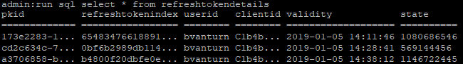 run sql select * from refreshtokendevice