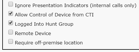 CSF Device CTI Allow Control