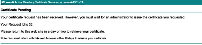 Certificado pendente