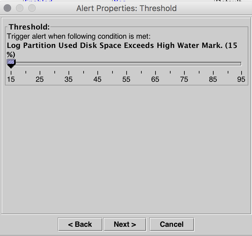 Alert Properties: Threshold.