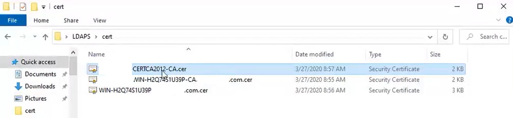 Certificati radice e intermedi che fanno parte del certificato server LDAPS