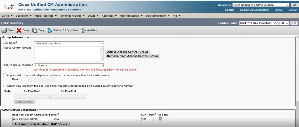 Configura directory LDAP protetta