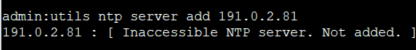 Utils NTP Server Add Fail