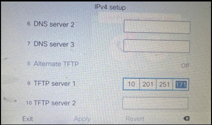 在电话上配置TFTP IP