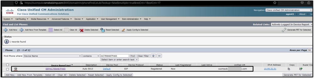 在CUCM中注册的电话