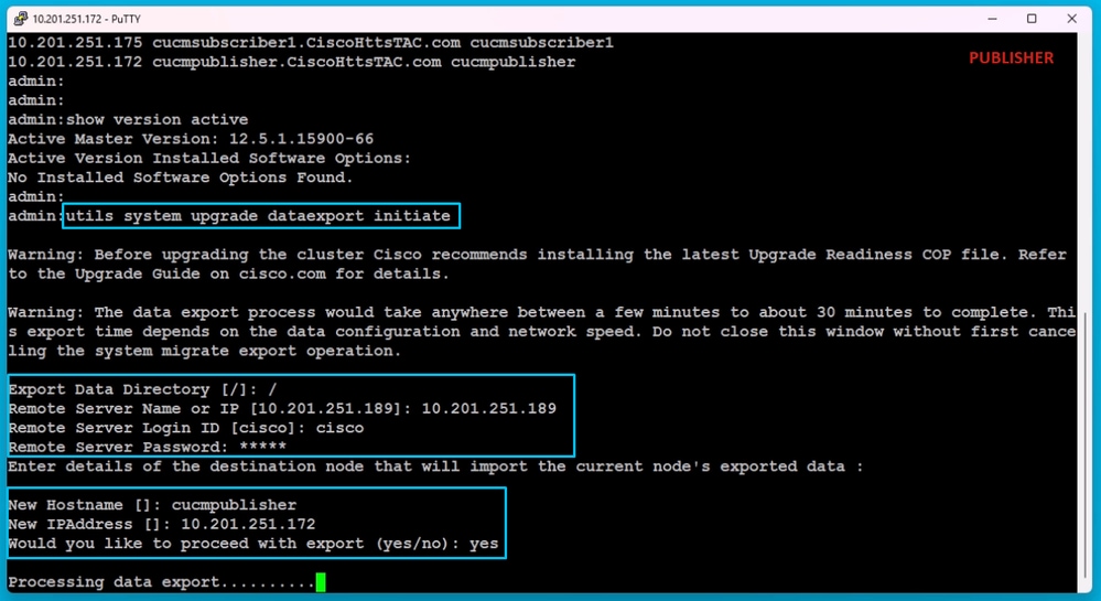 Processing Data Export