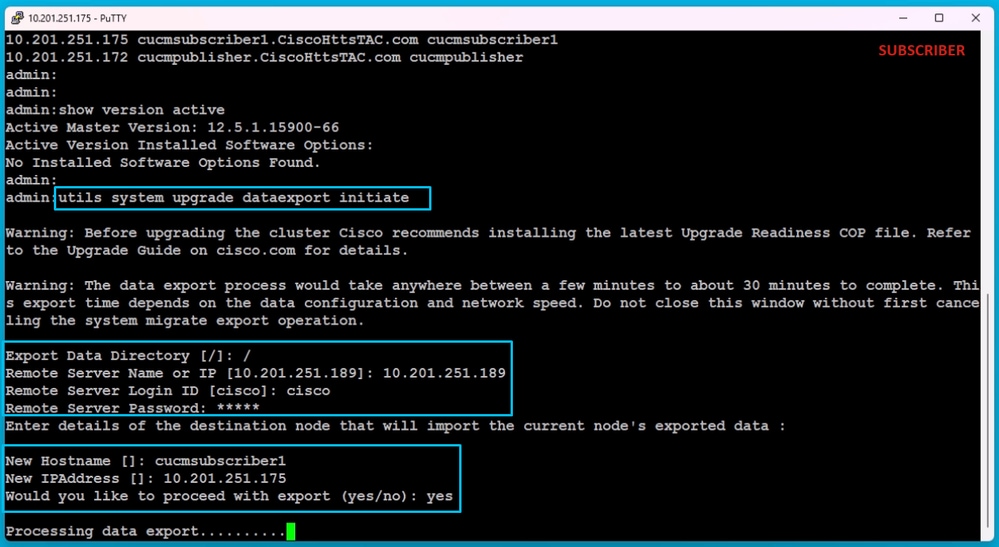 Processing Data Export