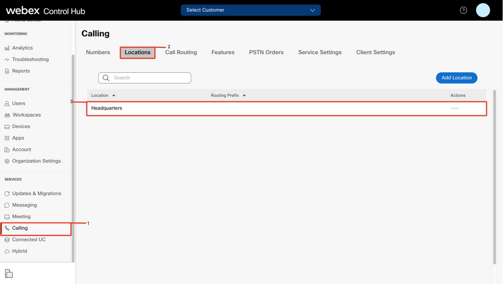 Webex Control Hub - Locations